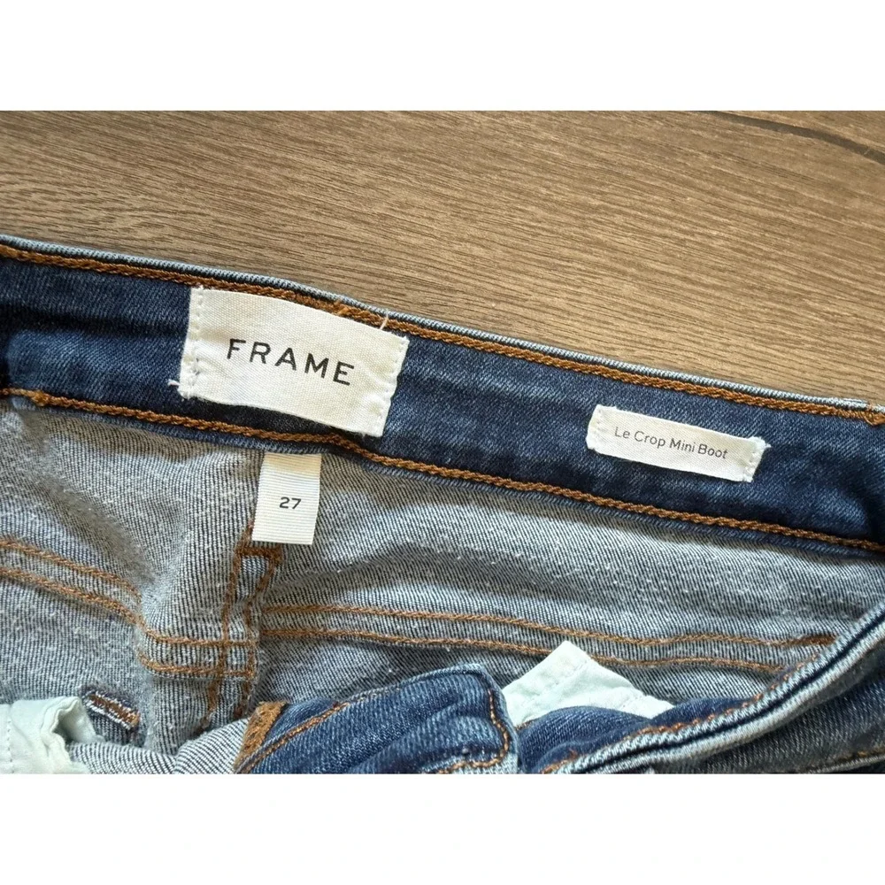 FRAME Le Crop Mini Boot Jeans Blue High Rise Raw Hem Size‎ 27